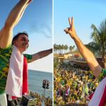 Flávio Bolsonaro canta em ato com apoiadores em Salvador: 'Sou brasileiro'
