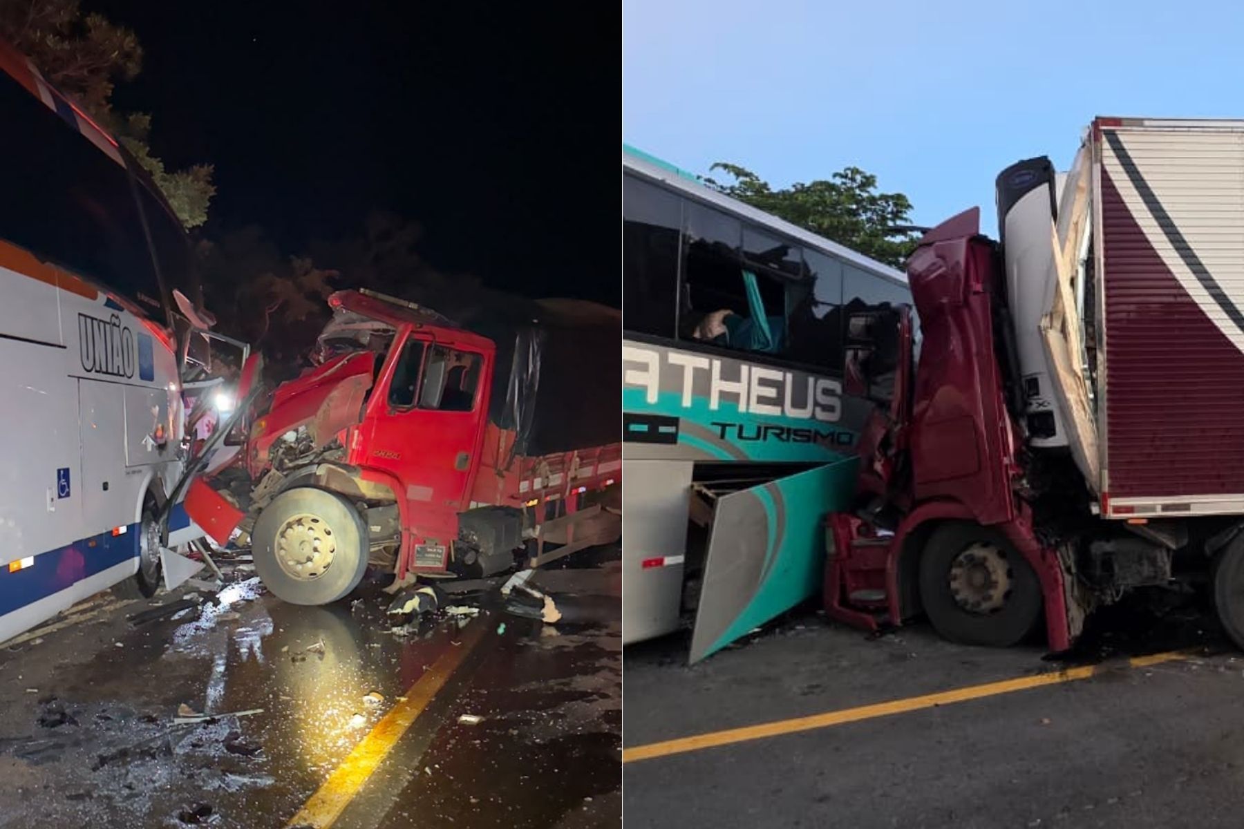 Dois acidentes graves com ônibus, carreta e caminhão interditam rodovias de Minas