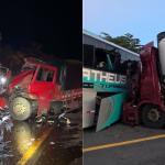 Dois acidentes graves com ônibus, carreta e caminhão interditam rodovias de Minas