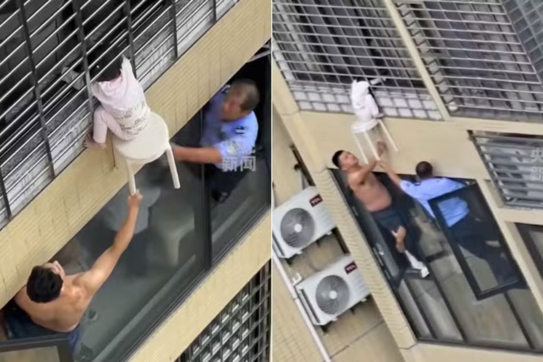 Vídeo: criança fica pendurada no 12º andar na China e vizinhos ajudam em resgate