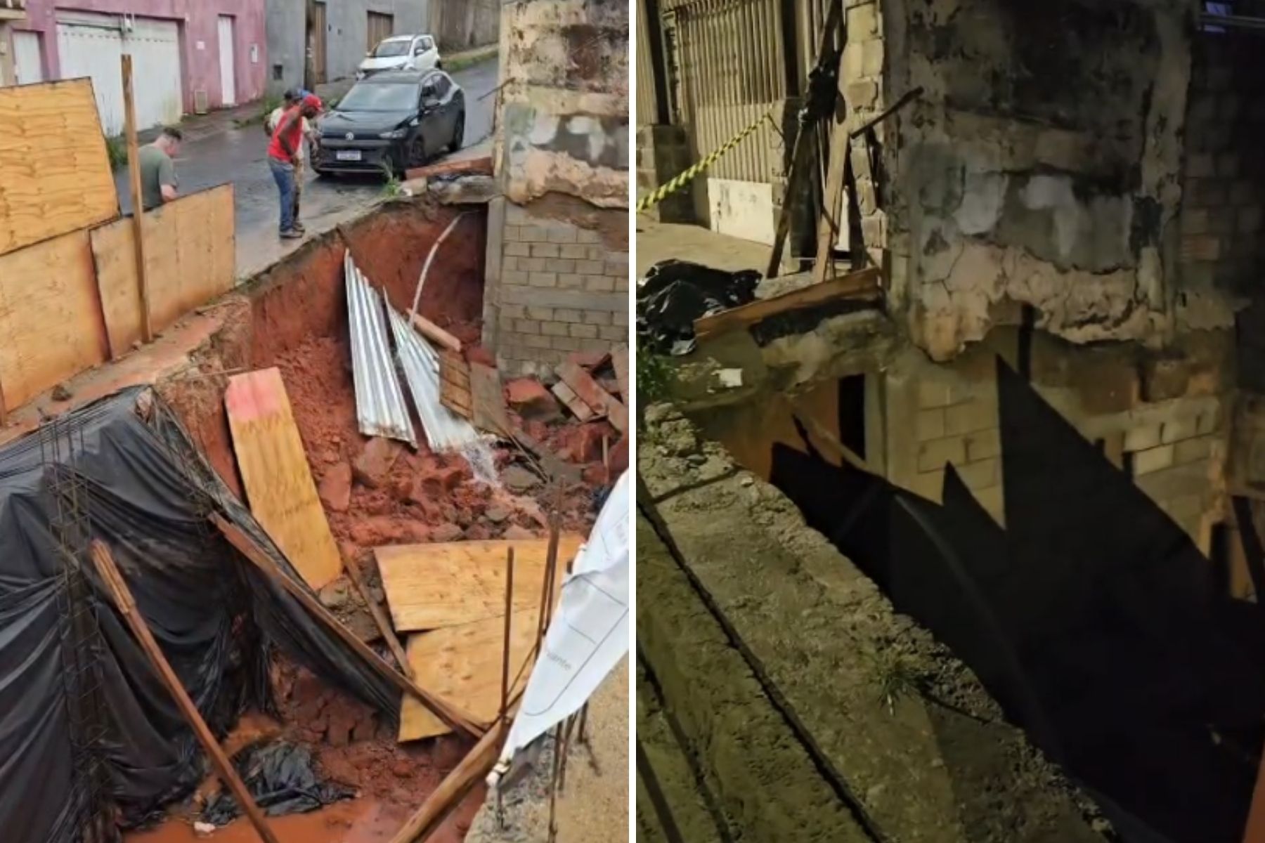 Após tubulação da Copasa se romper, muro cede e água atinge obra por mais de 6 horas em BH
