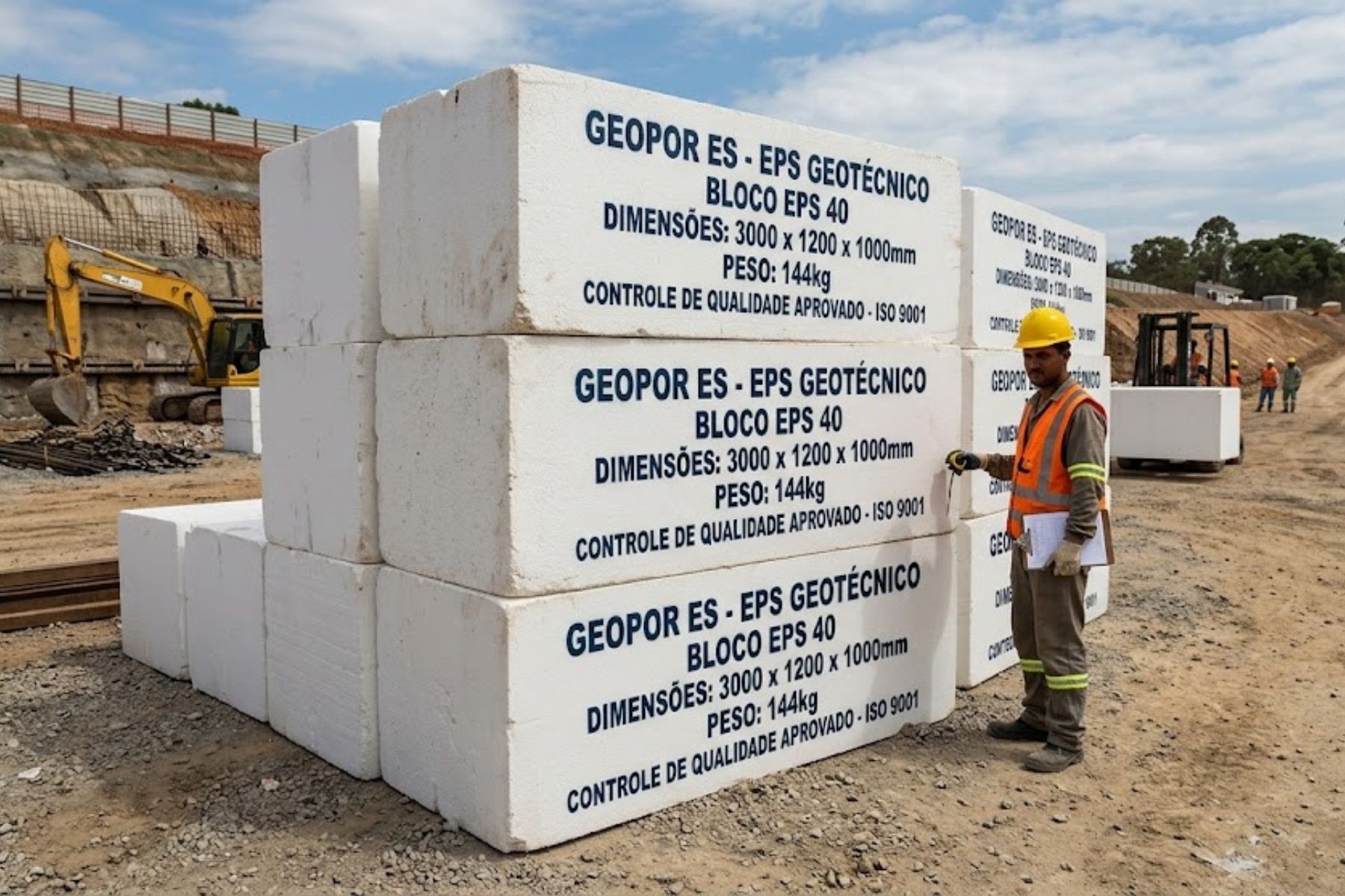 Blocos de isopor gigantes substituem terra em obras e evitam afundamento de rodovias