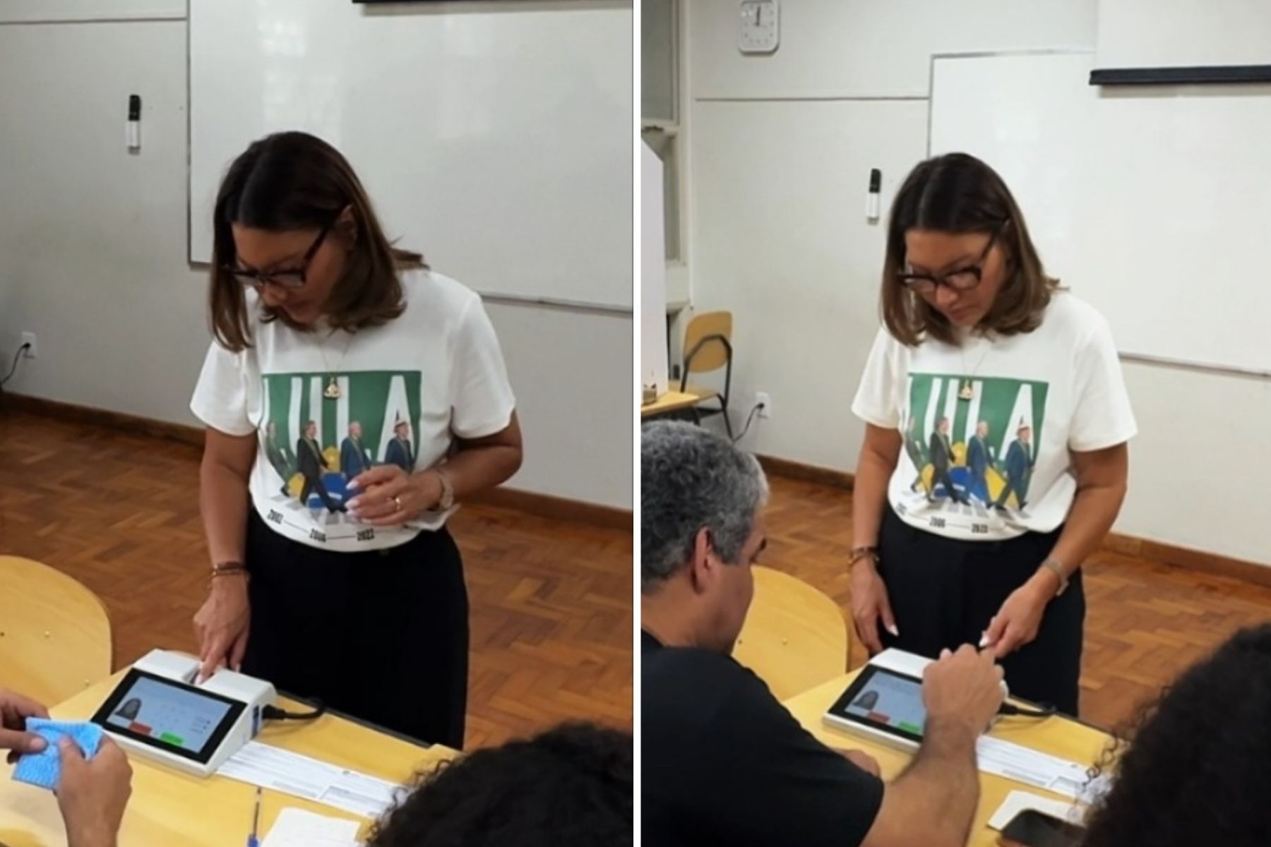 Vídeo: biometria de Janja apresenta falha durante votação em São Paulo