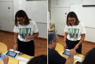 Vídeo: biometria de Janja apresenta falha durante votação em São Paulo