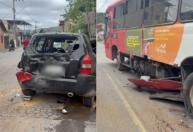 Caminhão perde os freios e atinge ônibus e carros na Grande BH
