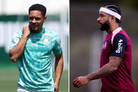 Vitor Roque e Memphis se encontram em Palmeiras x Corinthians