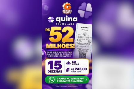 Quina de R$ 52 milhões: lotérica faz bolão com jogo que custa R$ 9 mil • Divulgação