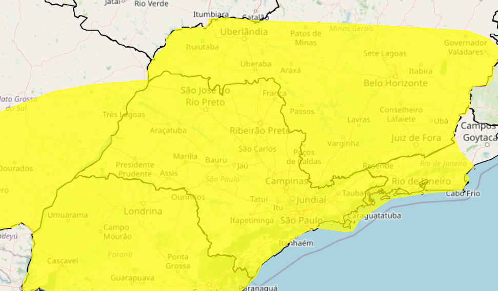 Inmet emite alerta de tempestade com ventos fortes e granizo para cidades do Sul de Minas