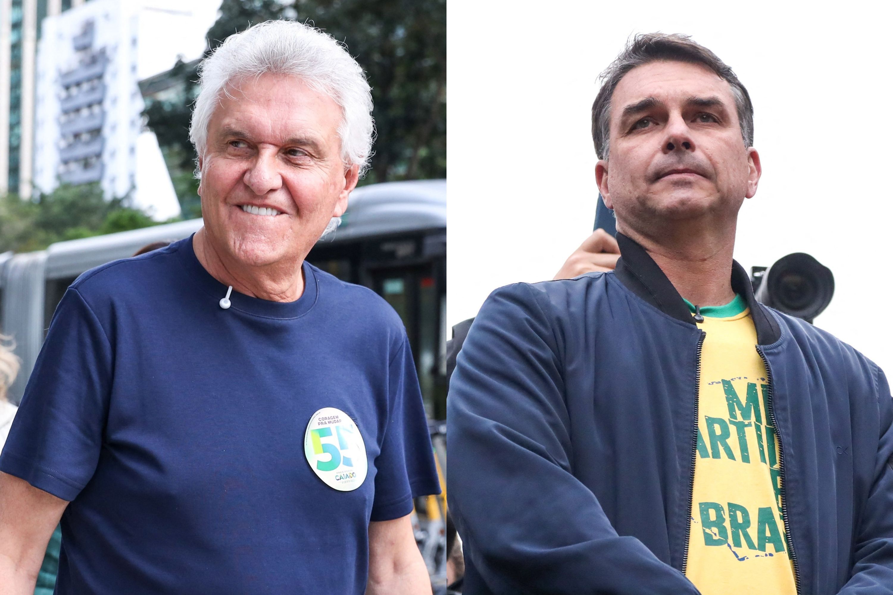 Com foco em ampliar apoio, Flávio Bolsonaro e Tarcísio se reúnem hoje com Caiado