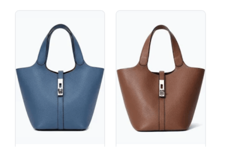 Modelo inspirado na bolsa de luxo aposta no formato de balde e na textura granulada.