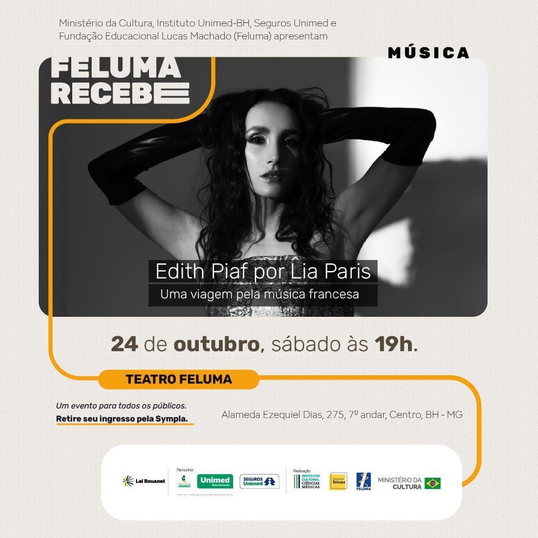 Clássicos da canção francesa: Lia Paris apresenta tributo a Edith Piaf no Teatro Feluma