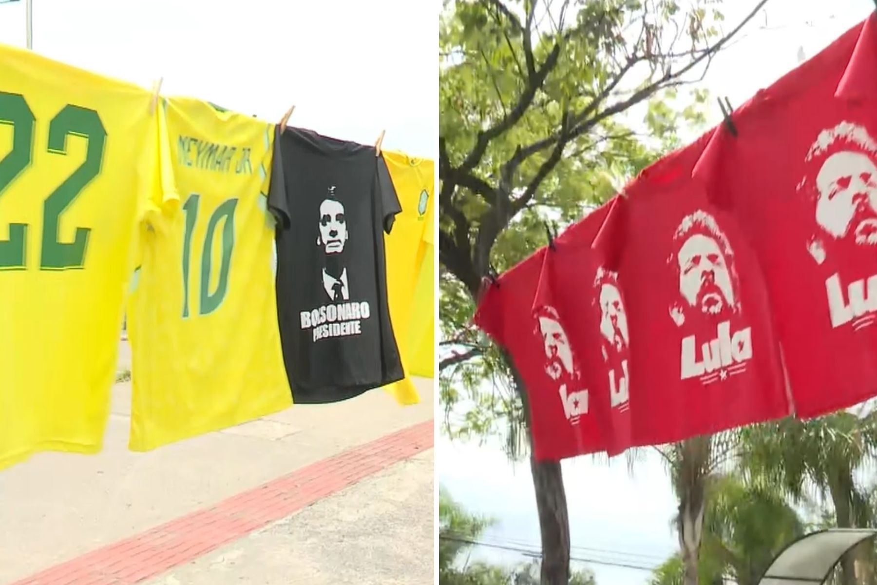 Vídeo: sem revelar lado, ambulante lucra vendendo camisas de Lula e Flávio Bolsonaro em BH