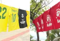 Vídeo: sem revelar lado, ambulante lucra vendendo camisas de Lula e Flávio Bolsonaro em BH