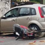 Motociclista fica ferido em acidente com carro na avenida Tancredo Neves, em Fabriciano