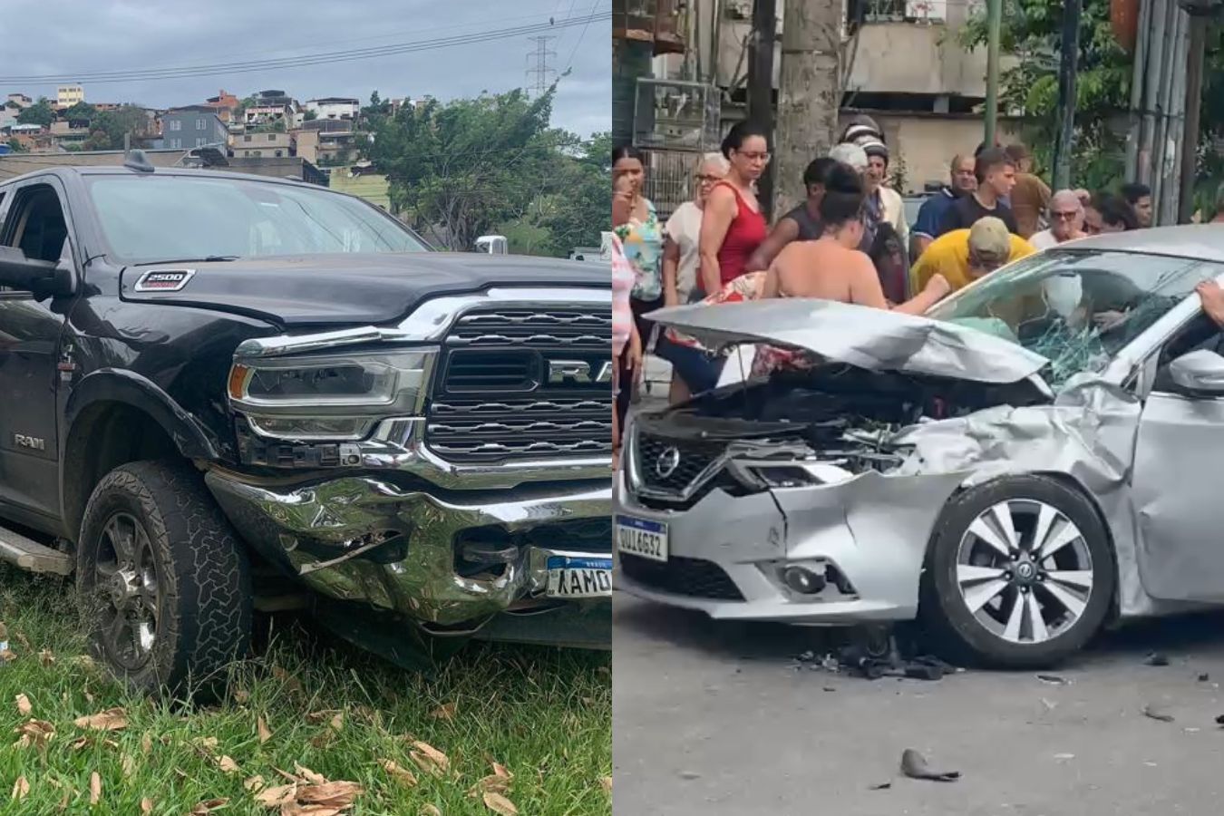 Acidente em cruzamento deixa veículos danificados no bairro Bethânia, em Ipatinga