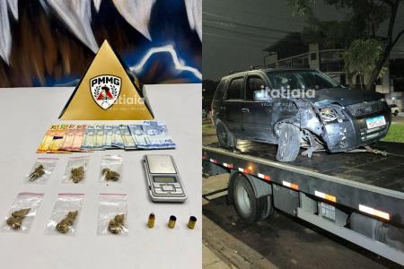 Drogas e dinheiro são apreendidos após perseguição e acidente em Ipatinga
