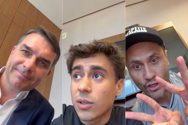 Ao lado de Nikolas, Cleitinho declara apoio a Flávio Bolsonaro no 2º turno