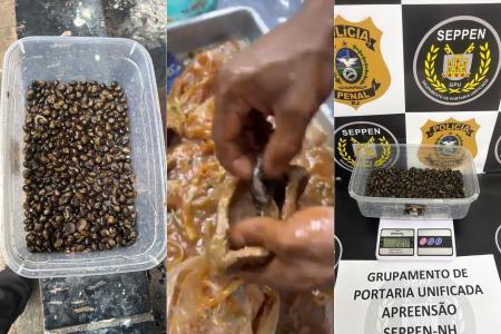 Maconha e haxixe são escondidos em feijão e carne para entrar em presídio no Rio; veja vídeo