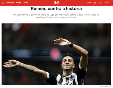 Matéria do Diario As sobre classificação do Atlético à final da Copa Sul-Americana • Reprodução / Diario As