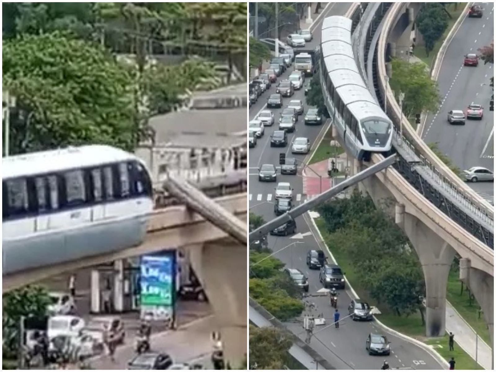Vídeo: guindaste cai sobre monotrilho e é atingido por vagão em São Paulo