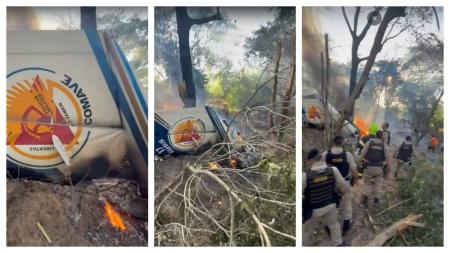 Novas imagens mostram destroçõs do avião da PM que caiu no Vale do Aço, em MG