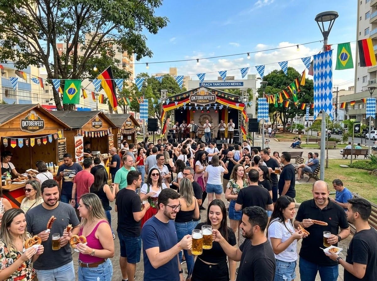 Contagem entra no clima alemão com a edição 2026 da Oktoberfest na Praça Tancredo Neves