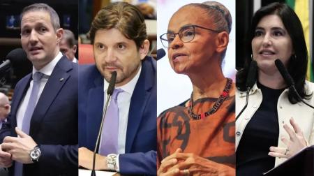 Guilherme Derrite (PP), André do Prado (PL), Marina Silva (Rede) e Simone Tebet (PSB)