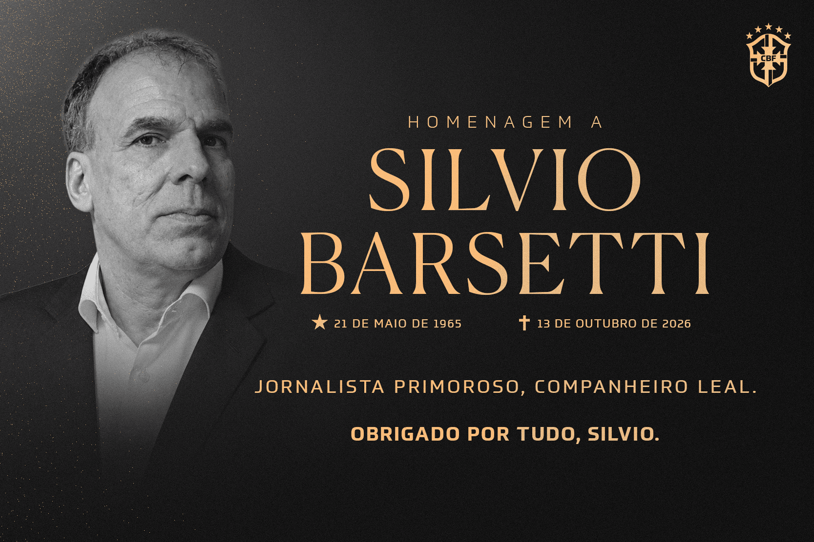 CBF informa morte do jornalista Silvio Barsetti aos 61 anos