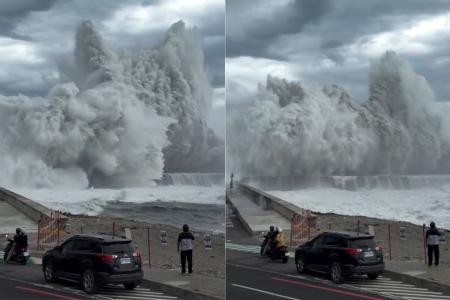 Vídeo mostra ondas gigantes avançando sobre porto de Taiwan com chegada de tufão
