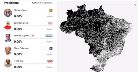 Mapa da apuração em tempo real do Portal da Itatiaia