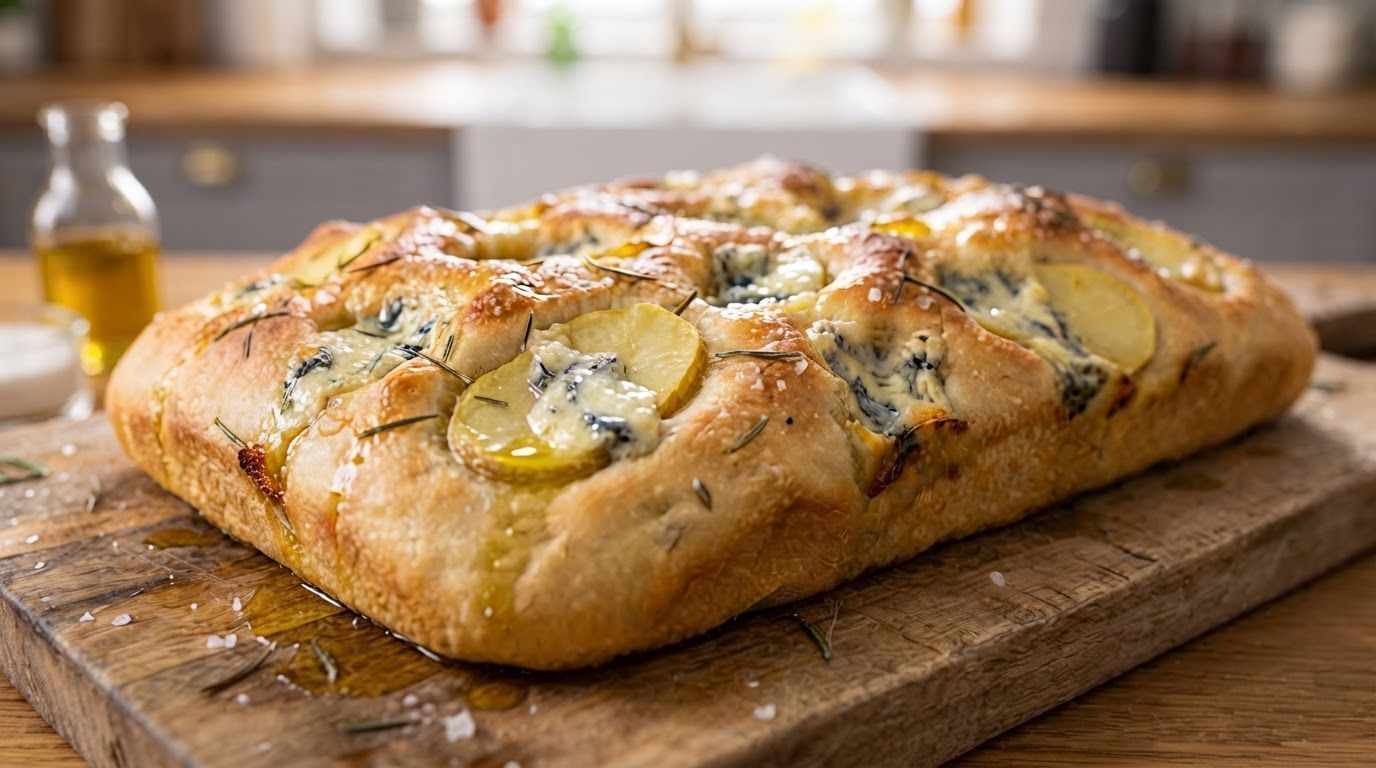 Focaccia Caseira de Batata e Roquefort: passo a passo descomplicado em menos de 2 horas